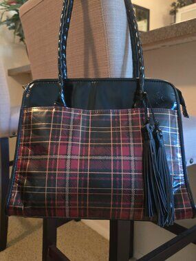 Patricia Nash Tartan plaid Patent leather bag